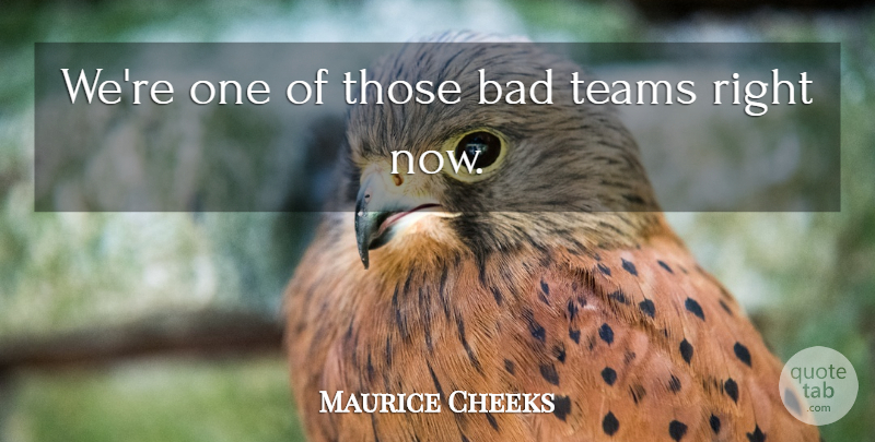 Maurice Cheeks Quote About Bad, Teams: Were One Of Those Bad...