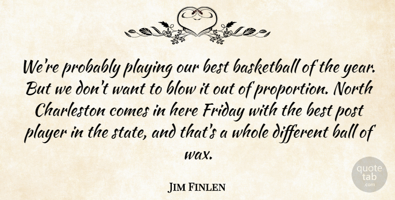 Jim Finlen Quote About Basketball, Best, Blow, Charleston, Friday: Were Probably Playing Our Best...