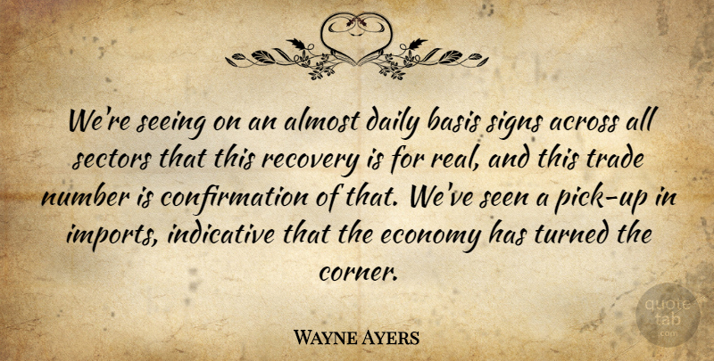 Wayne Ayers Quote About Across, Almost, Basis, Daily, Economy: Were Seeing On An Almost...