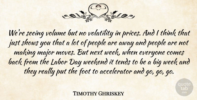 Timothy Ghriskey Quote About Foot, Labor, Major, Next, People: Were Seeing Volume But No...