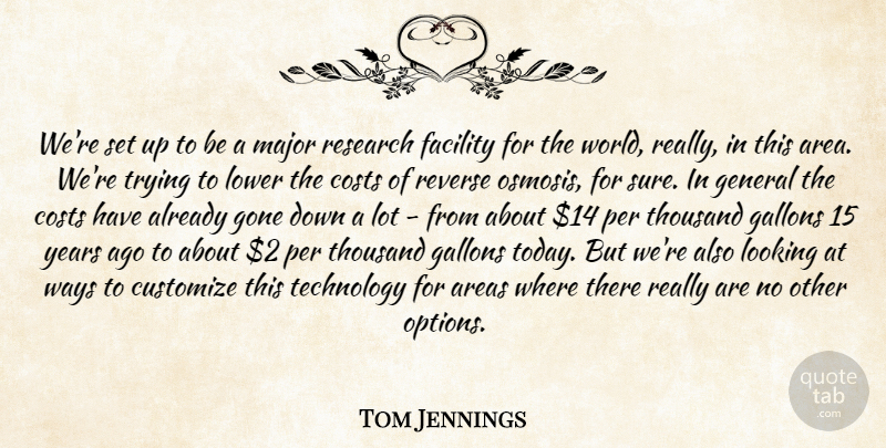 Tom Jennings Quote About Areas, Costs, Facility, General, Gone: Were Set Up To Be...