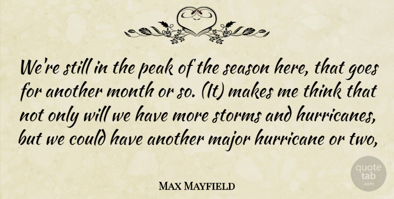 Max Mayfield Quote About Goes, Hurricane, Major, Month, Peak: Were Still In The Peak...