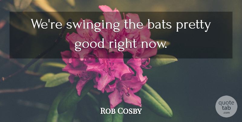 Rob Cosby Quote About Bats, Good, Swinging: Were Swinging The Bats Pretty...