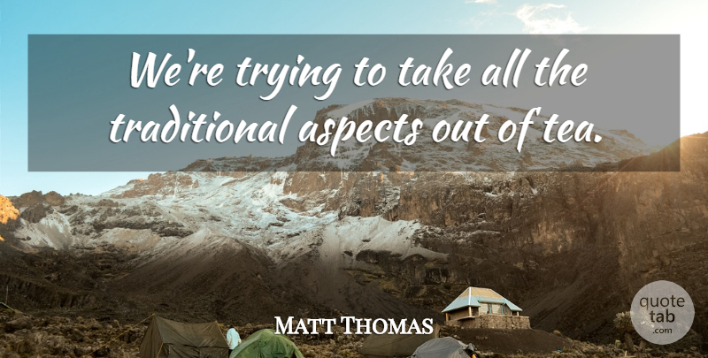 Matt Thomas Quote About Aspects, Trying: Were Trying To Take All...