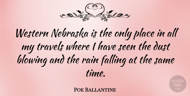Poe Ballantine Quote About Blowing, Falling, Nebraska, Seen, Time: Western Nebraska Is The Only...