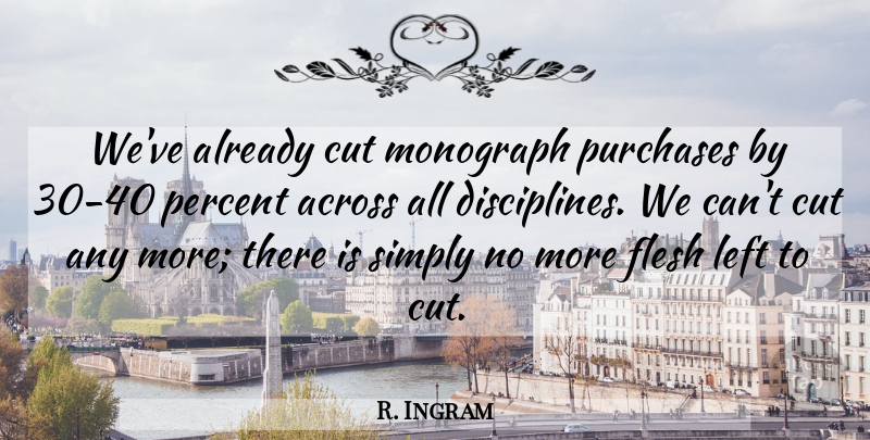 R. Ingram Quote About Across, Cut, Flesh, Left, Percent: Weve Already Cut Monograph Purchases...