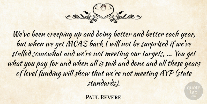 Paul Revere Quote About Creeping, Funding, Level, Meeting, Pay: Weve Been Creeping Up And...