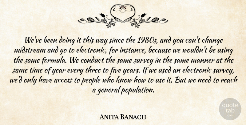 Anita Banach Quote About Access, Change, Conduct, Electronic, Five: Weve Been Doing It This...