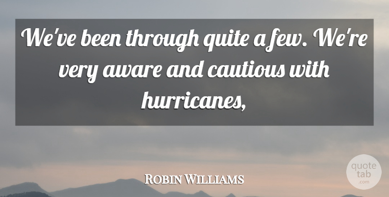 Robin Williams Quote About Aware, Cautious, Quite: Weve Been Through Quite A...