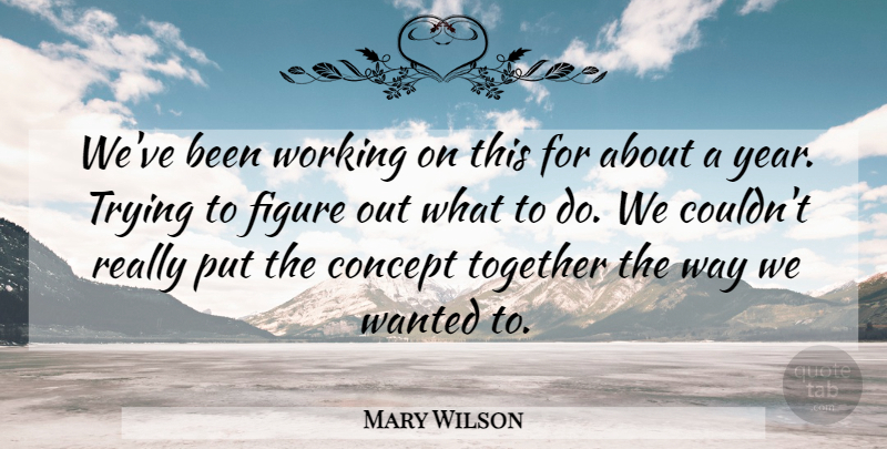 Mary Wilson Quote About Concept, Figure, Together, Trying: Weve Been Working On This...