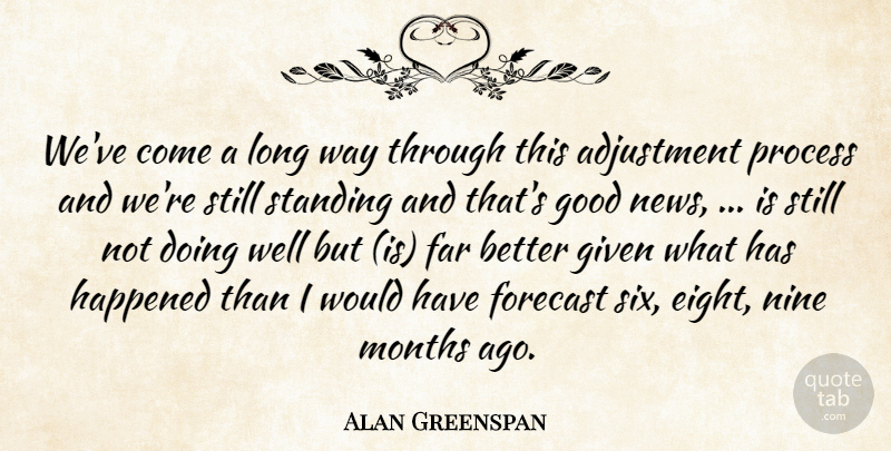 Alan Greenspan Quote About Adjustment, Far, Forecast, Given, Good: Weve Come A Long Way...