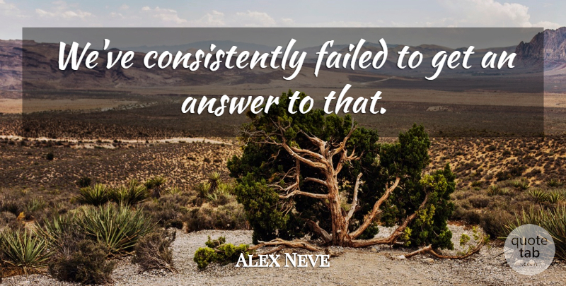 Alex Neve Quote About Answer, Failed: Weve Consistently Failed To Get...