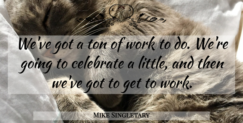 Mike Singletary Quote About Celebrate, Ton, Work: Weve Got A Ton Of...