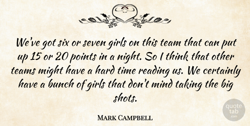 Mark Campbell Quote About Bunch, Certainly, Girls, Hard, Might: Weve Got Six Or Seven...