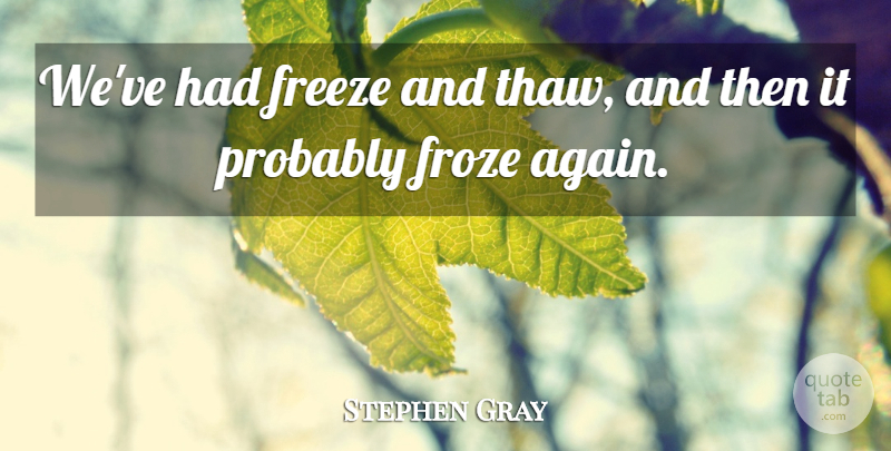 Stephen Gray Quote About Freeze: Weve Had Freeze And Thaw...