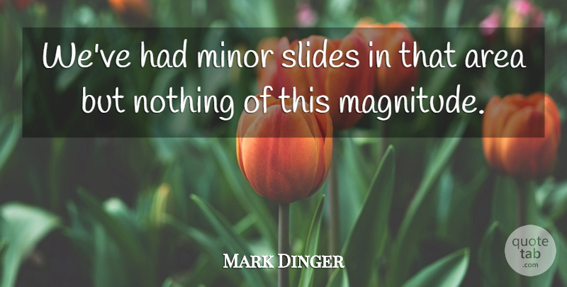 Mark Dinger Quote About Area, Minor: Weve Had Minor Slides In...