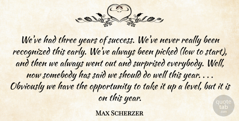 Max Scherzer Quote About Obviously, Opportunity, Picked, Recognized, Somebody: Weve Had Three Years Of...
