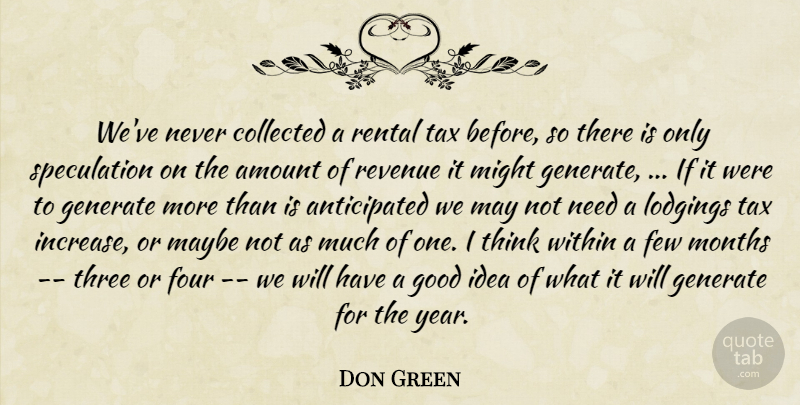 Don Green Quote About Amount, Collected, Few, Four, Generate: Weve Never Collected A Rental...