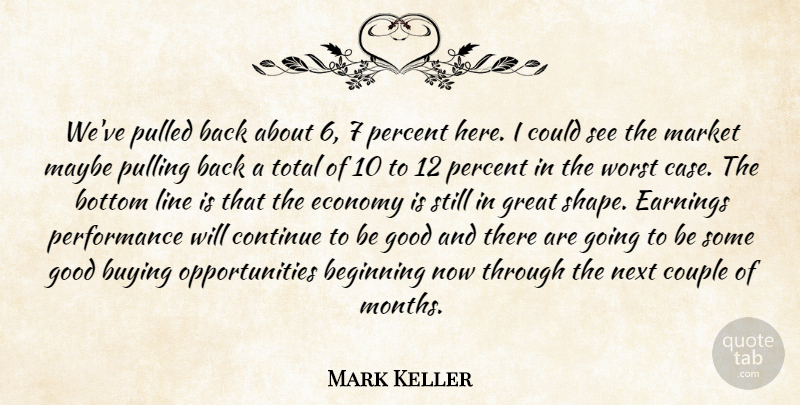 Mark Keller Quote About Beginning, Bottom, Buying, Continue, Couple: Weve Pulled Back About 6...