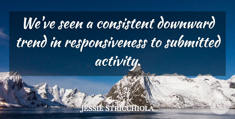 Jessie Stricchiola Quote About Consistent, Downward, Seen, Submitted, Trend: Weve Seen A Consistent Downward...
