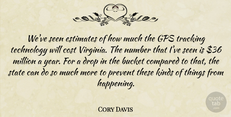 Cory Davis Quote About Bucket, Compared, Cost, Drop, Estimates: Weve Seen Estimates Of How...