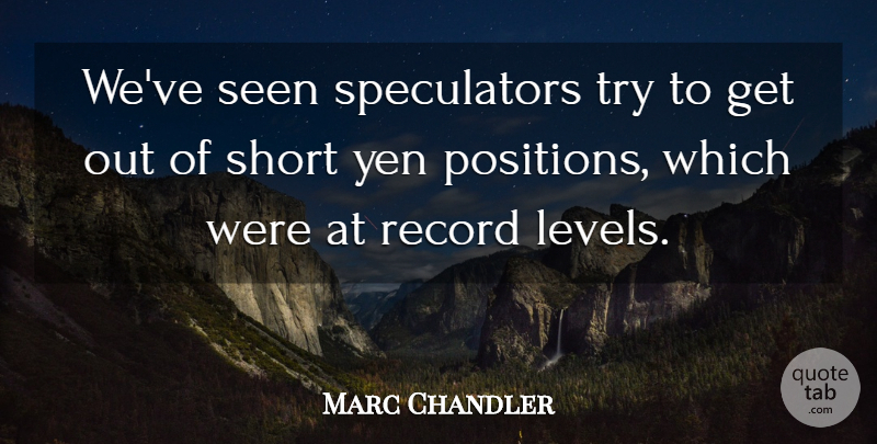 Marc Chandler Quote About Record, Seen, Short: Weve Seen Speculators Try To...