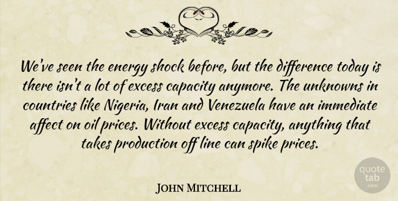 John Mitchell Quote About Affect, Capacity, Countries, Difference, Energy: Weve Seen The Energy Shock...