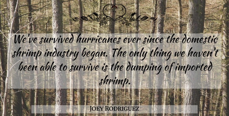 Joey Rodriguez Quote About Domestic, Imported, Industry, Shrimp, Since: Weve Survived Hurricanes Ever Since...