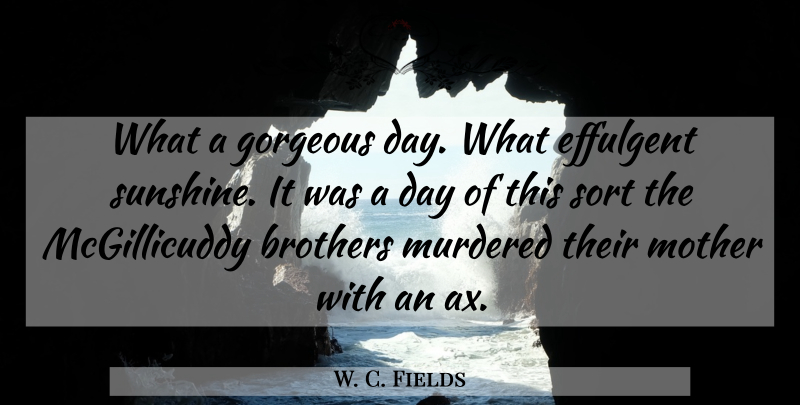 W. C. Fields Quote About Mother, Brother, Sunshine: What A Gorgeous Day What...