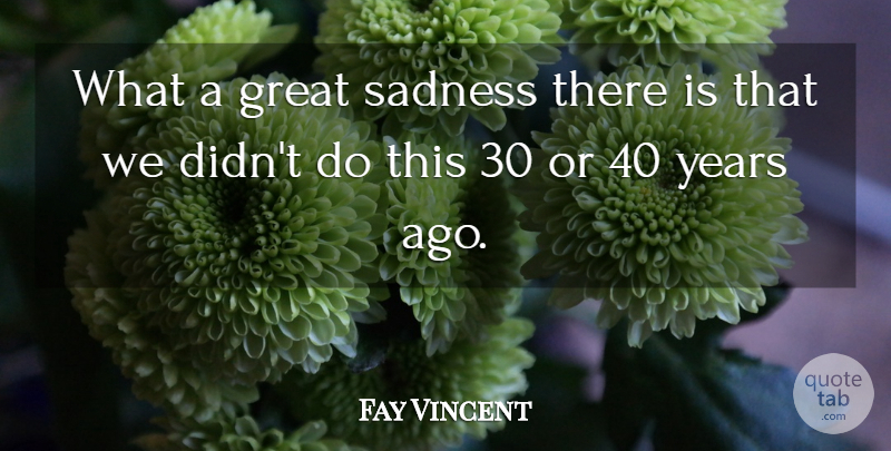 Fay Vincent Quote About Great, Sadness: What A Great Sadness There...
