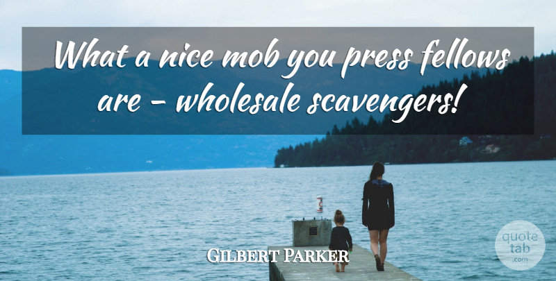 Gilbert Parker Quote About Fellows, Mob, Nice, Press, Wholesale: What A Nice Mob You...