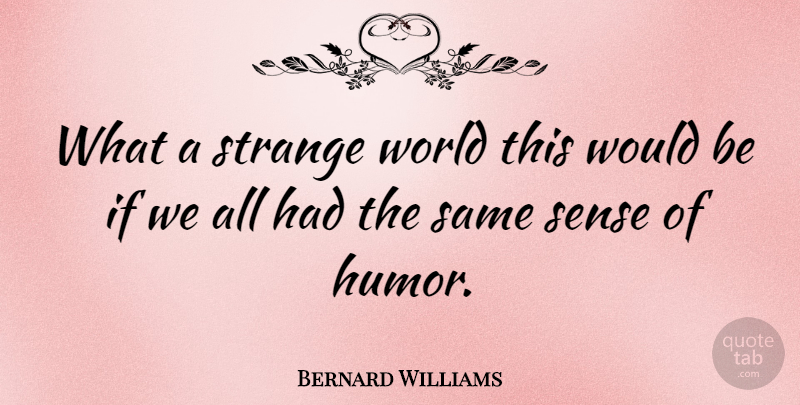 Bernard Williams Quote About Humor, Would Be, World: What A Strange World This...