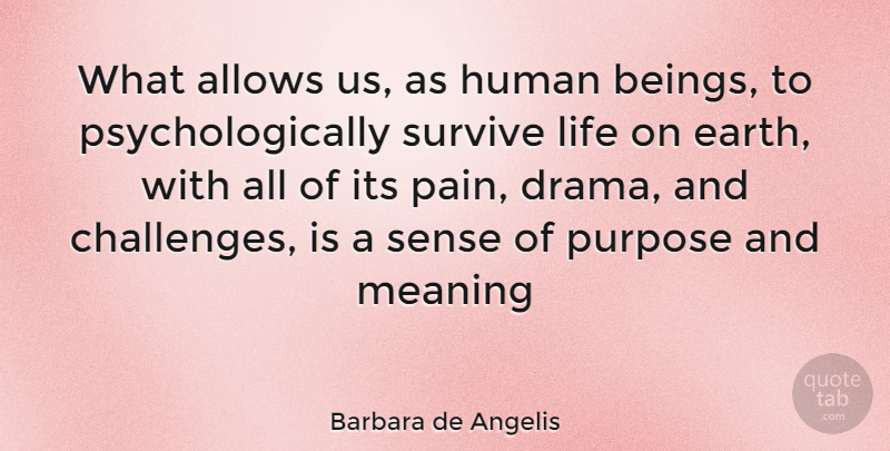 Barbara de Angelis Quote About Pain, Drama, Challenges: What Allows Us As Human...