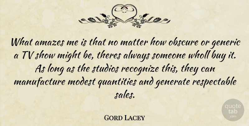 Gord Lacey Quote About Amazes, Buy, Generate, Generic, Matter: What Amazes Me Is That...