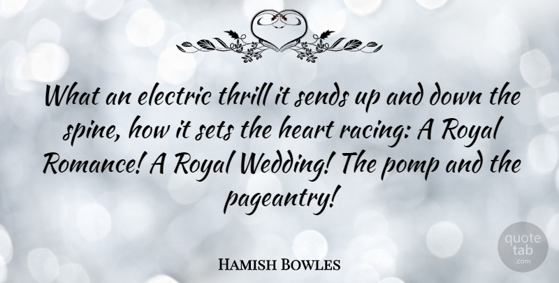 Hamish Bowles Quote About Electric, Royal, Sends, Sets, Thrill: What An Electric Thrill It...