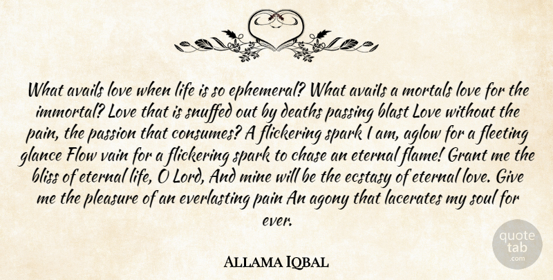 Allama Iqbal Quote About Agony, Avails, Blast, Bliss, Chase: What Avails Love When Life...