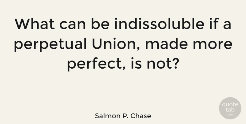 Salmon P. Chase Quote About Perfect, Unions, Made: What Can Be Indissoluble If...