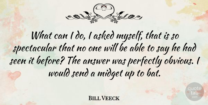 Bill Veeck Quote About Answers, Able, Bats: What Can I Do I...