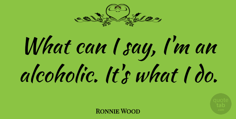 Ronnie Wood Quote About Alcoholics: What Can I Say Im...