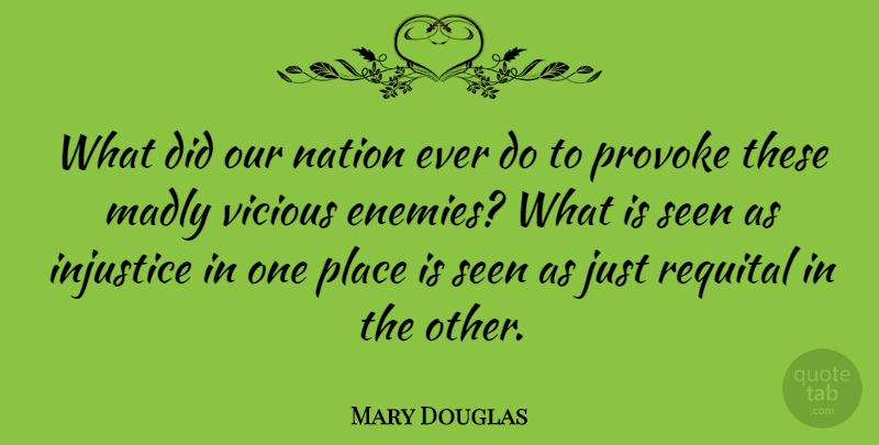 Mary Douglas Quote About British Scientist, Injustice, Madly, Nation, Provoke: What Did Our Nation Ever...