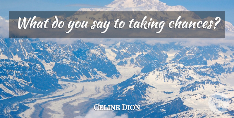 Celine Dion Quote About Chance, Take A Chance: What Do You Say To...