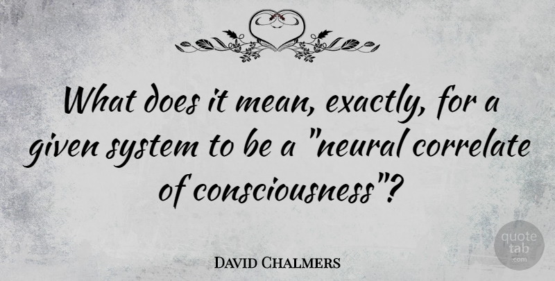 David Chalmers Quote About Mean, Doe, Consciousness: What Does It Mean Exactly...