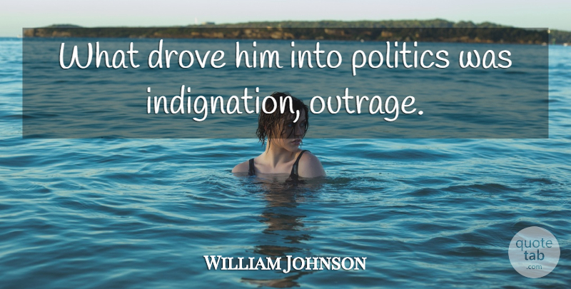 William Johnson Quote About Drove, Politics: What Drove Him Into Politics...
