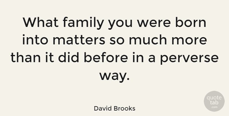 David Brooks Quote About Way, Matter, Born: What Family You Were Born...