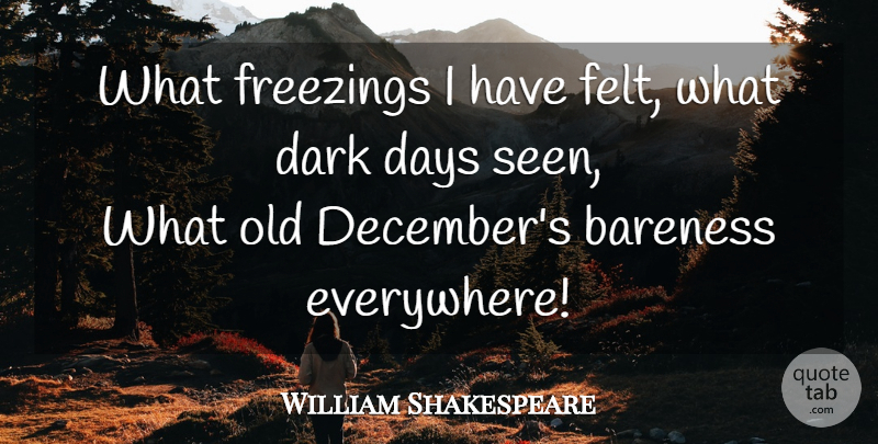 William Shakespeare Quote About Dark, Winter, December: What Freezings I Have Felt...