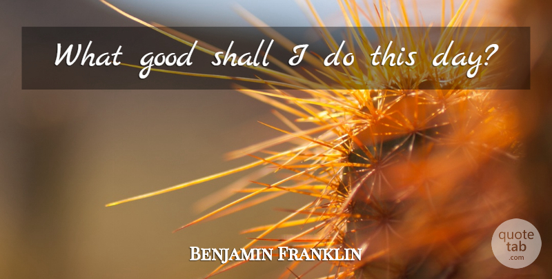 Benjamin Franklin Quote About Democracy, This Day: What Good Shall I Do...