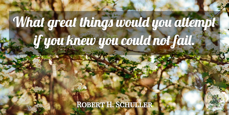 Robert H. Schuller Quote About Attempt, Great, Knew, Possibilities: What Great Things Would You...