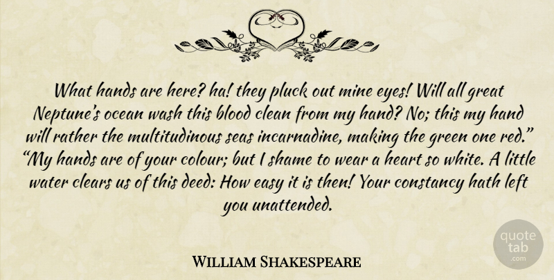 William Shakespeare Quote About Ocean, Heart, Eye: What Hands Are Here Ha...