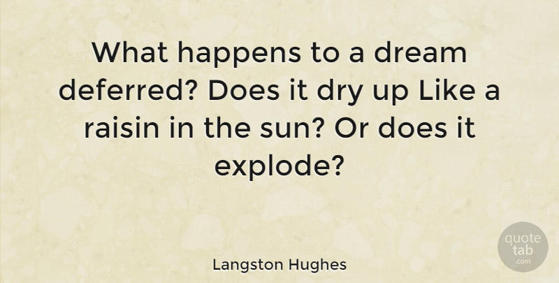 Langston Hughes Quote About Love, Dream, Dry Up: What Happens To A Dream...