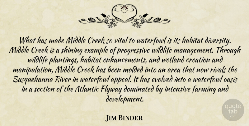 Jim Binder Quote About Area, Atlantic, Creation, Creek, Dominated: What Has Made Middle Creek...